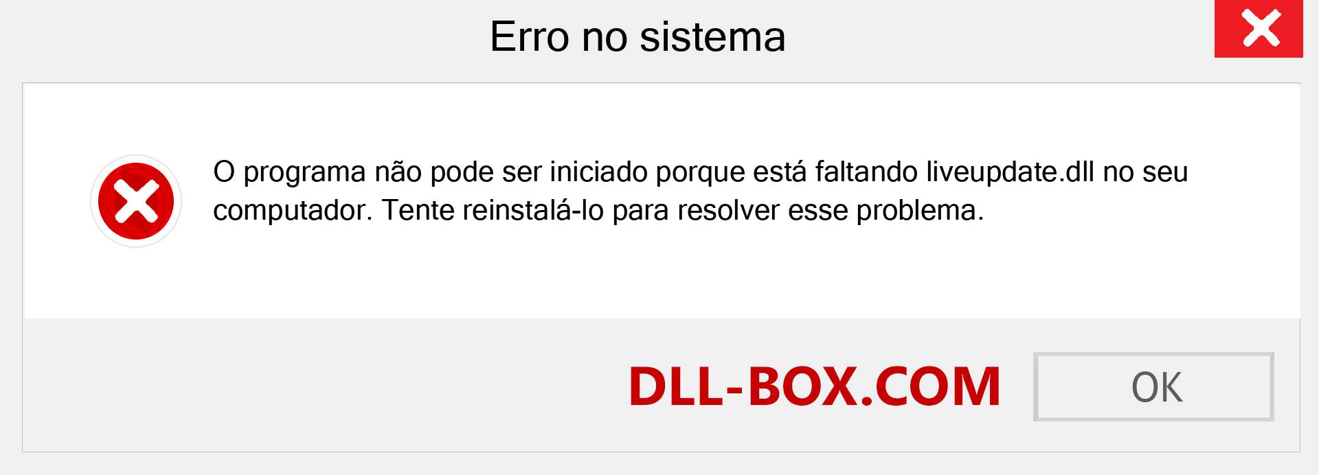 Arquivo liveupdate.dll ausente ?. Download para Windows 7, 8, 10 - Correção de erro ausente liveupdate dll no Windows, fotos, imagens