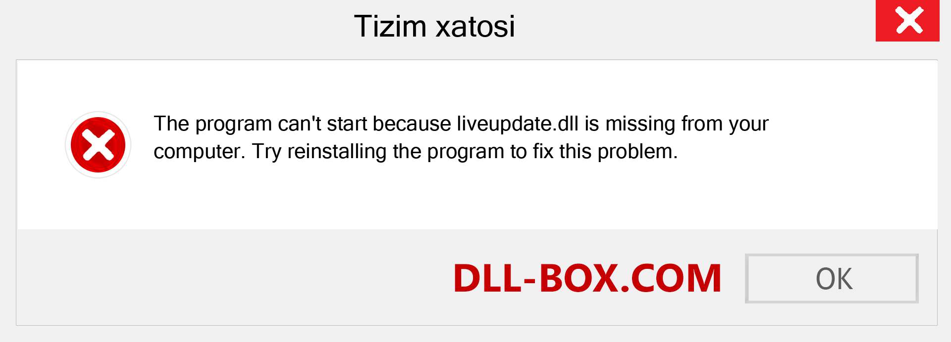 liveupdate.dll fayli yo'qolganmi?. Windows 7, 8, 10 uchun yuklab olish - Windowsda liveupdate dll etishmayotgan xatoni tuzating, rasmlar, rasmlar